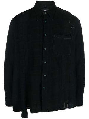 Needles distressed-finish patchwork shirt - Black