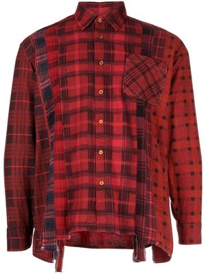 Needles distressed-finish patchwork shirt - Red