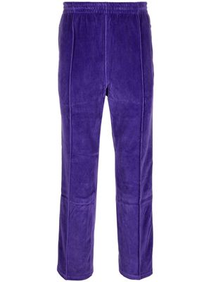 Needles embroidered-butterfly velvet trousers - Purple