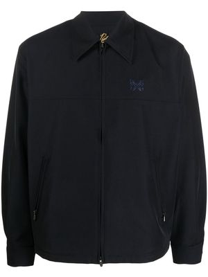 Needles embroidered-logo zip-up jacket - Blue