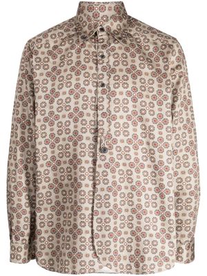 Needles floral-print cotton shirt - Brown