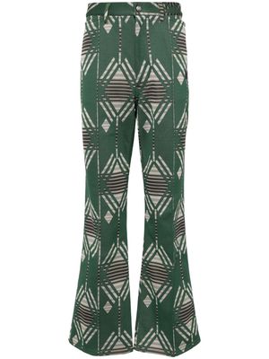 Needles geometric-print flared trousers - Green