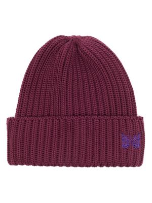 Needles logo-embroidered beanie beanie - Purple