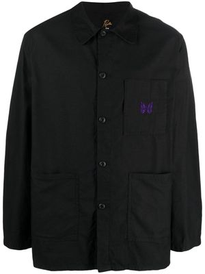 Needles logo-embroidered cotton shirt - Black