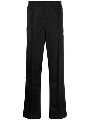 Needles logo-embroidered straight-leg trousers - Black