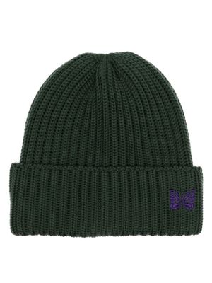 Needles logo-embroidered wool beanie - Green