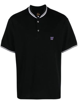 Needles logo-patch cotton polo shirt - Black