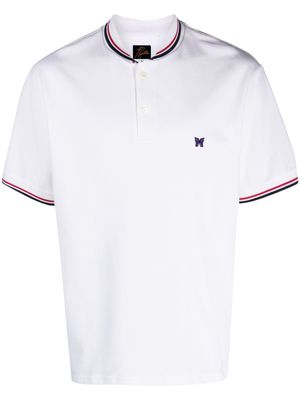Needles logo-patch cotton polo shirt - White