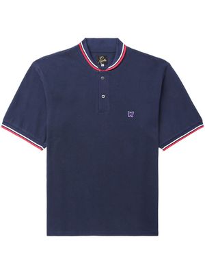 Needles logo-patch short-sleeve polo shirt - Blue