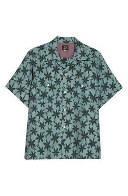 Needles One-Up Floral Jacquard Button-Up Camp Shirt in B-Green