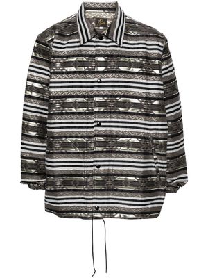 Needles patterned-jacquard striped shirt jacket - Grey