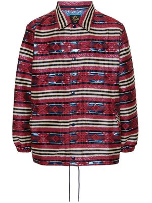 Needles patterned-jacquard striped shirt jacket - Red