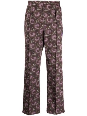 Needles pintuck bold-checked trousers - Brown