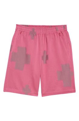 Needles Print Cotton & Linen Basketball Shorts in C-Pink Cross