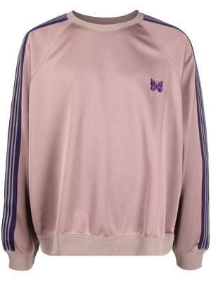 Needles stripe-detail crewneck sweatshirt - Purple