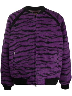 Needles textured zebra-print bomber jacket - Purple