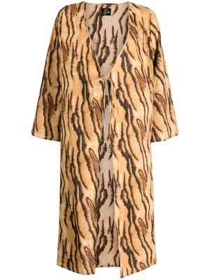 Needles tiger-print wrap dress - Brown