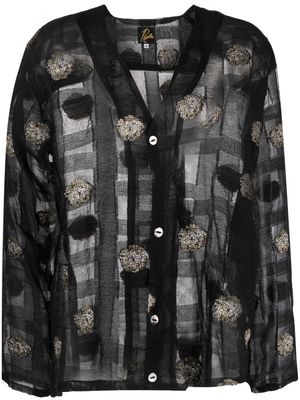 Needles tweed-detailing sheer jacket - Black