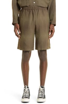 Needles Wave Stripe Basketball Shorts in A-Brown