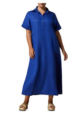 Negelia Linen-Blend Polo Maxi Dress