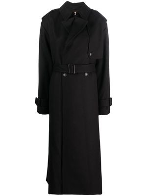 Nehera storm-flap belted trench coat - Black