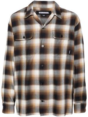 Neighborhood check-pattern cotton-blend shirt - Brown