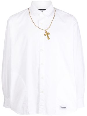 Neighborhood cross-embroidered cotton shirt - White
