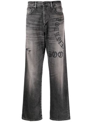 Neighborhood graphic-print straight-leg jeans - Grey