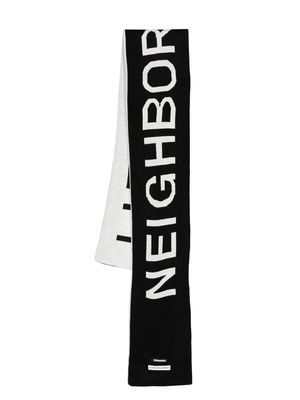 Neighborhood intarsia-knit logo scarf - Black
