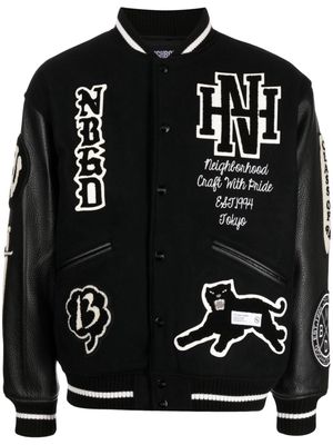Neighborhood logo-patch varsity jacket - Black
