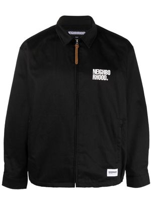 Neighborhood logo-print cotton work jacket - Black