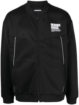 Neighborhood logo-print detail bomber jacket - Black