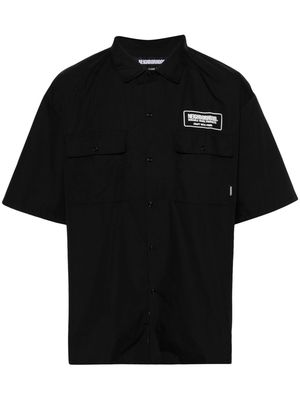 Neighborhood logo-print spread-collar shirt - Black