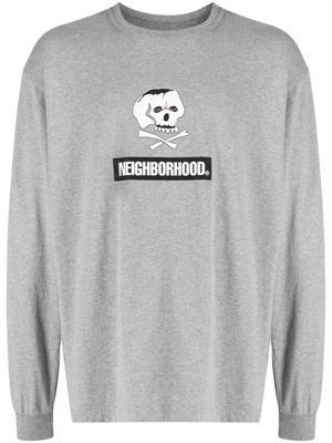 Neighborhood Skull logo-embroidered long-sleeve T-shirt - Grey