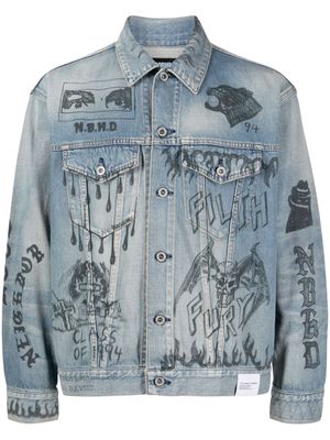 Neighborhood Type-3 graphic-print denim jacket - Blue