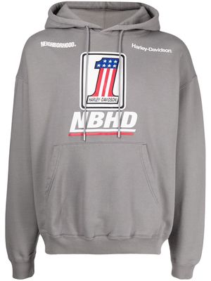 Neighborhood x Harley Davidson logo-print hoodie - Grey