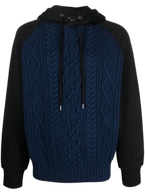 Neil Barrett cable-knit long-sleeve hoodie - Blue