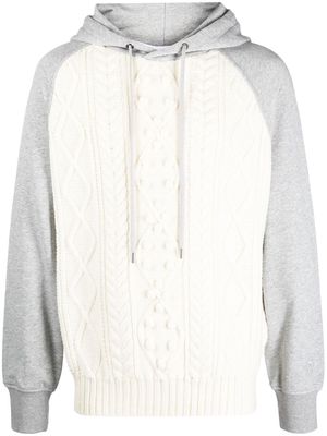Neil Barrett cable-knit long-sleeve hoodie - White