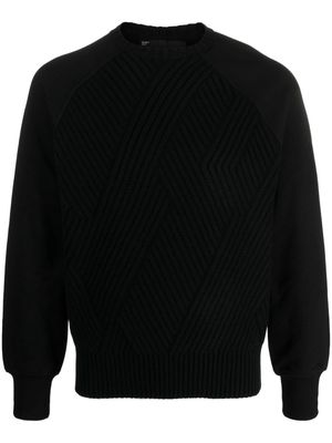 Neil Barrett chevron-knit crew-neck wool jumper - Black