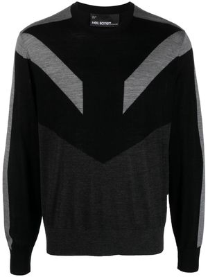 Neil Barrett colour-block fine-knit jumper - Black
