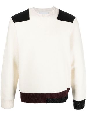 Neil Barrett contrasting-panel wool jumper - White