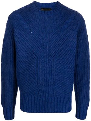 Neil Barrett crew neck cable-knit jumper - Blue