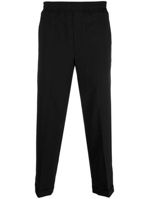 Neil Barrett elasticated-waist cotton tapered trousers - Black