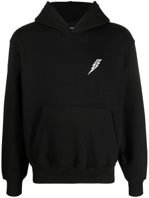 Neil Barrett embroidered-logo cotton-blend hoodie - Black