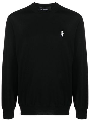 Neil Barrett flocked-logo wool jumper - Black