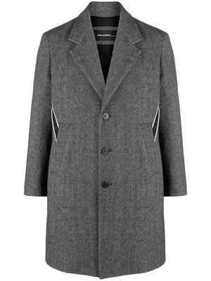 Neil Barrett herringbone-pattern single-breasted coat - Black