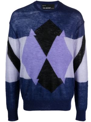 Neil Barrett intarsia-knit wool jumper - Blue