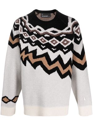 Neil Barrett intarsia-knit wool jumper - Neutrals