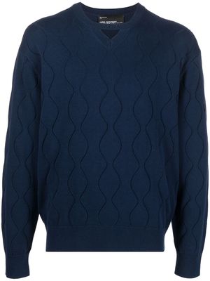 Neil Barrett jacquard-patterned knitted jumper - Blue