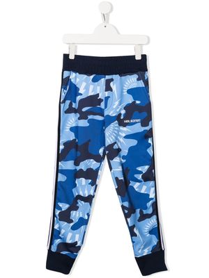Neil Barrett Kids camouflage-print cotton track pants - Blue
